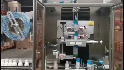Aplicador de mangas termoencogibles para botellas de leche